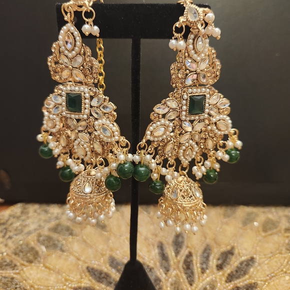 Gold and Green Statement 3 Pcs Necklace Set
